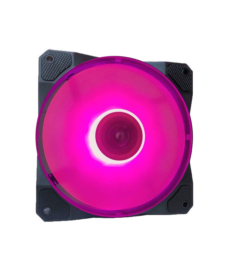 APEVIA CO312L-PK Cosmos 120mm Pink LED Ultra Silent Case Fan w/ 16 LEDs & Anti-Vibration Rubber Pads (3 Pk) - Image 2